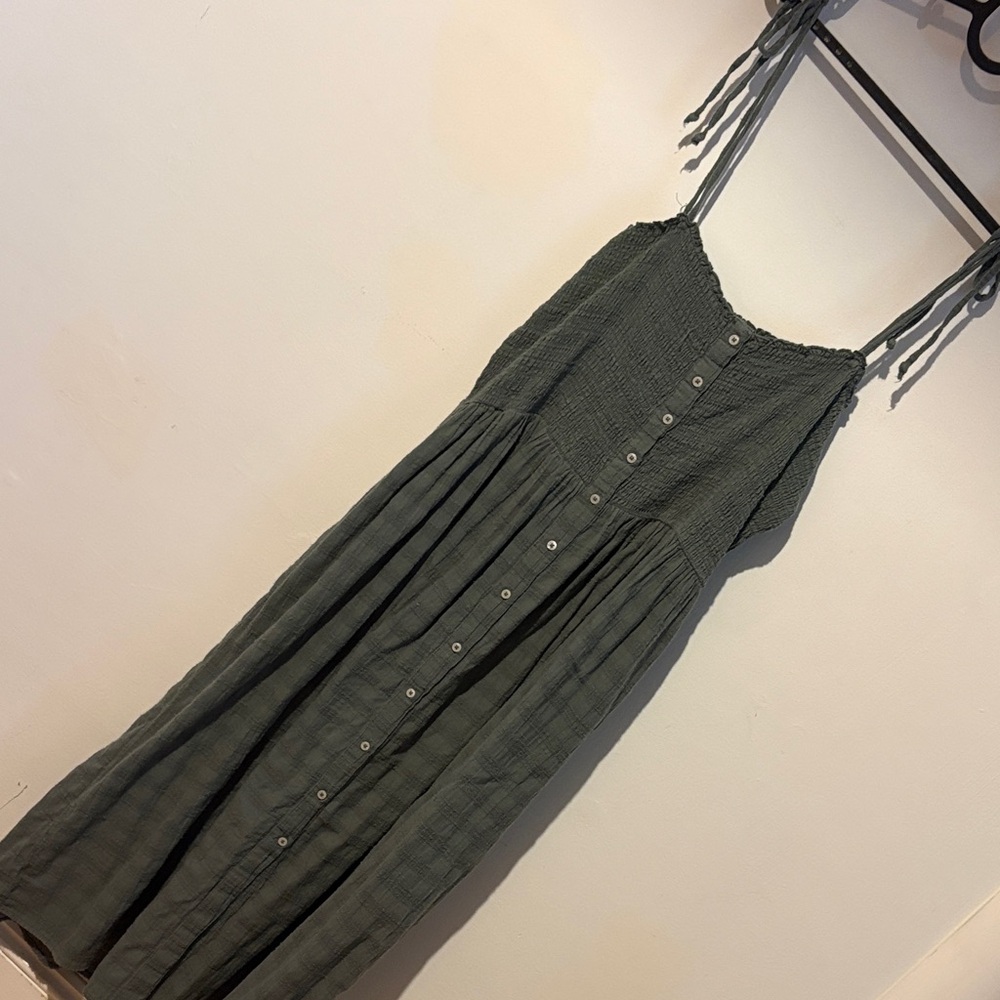 Aerie Olive Button-Down Midi Dress